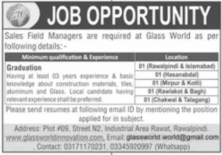 Glass World Jobs May 2022