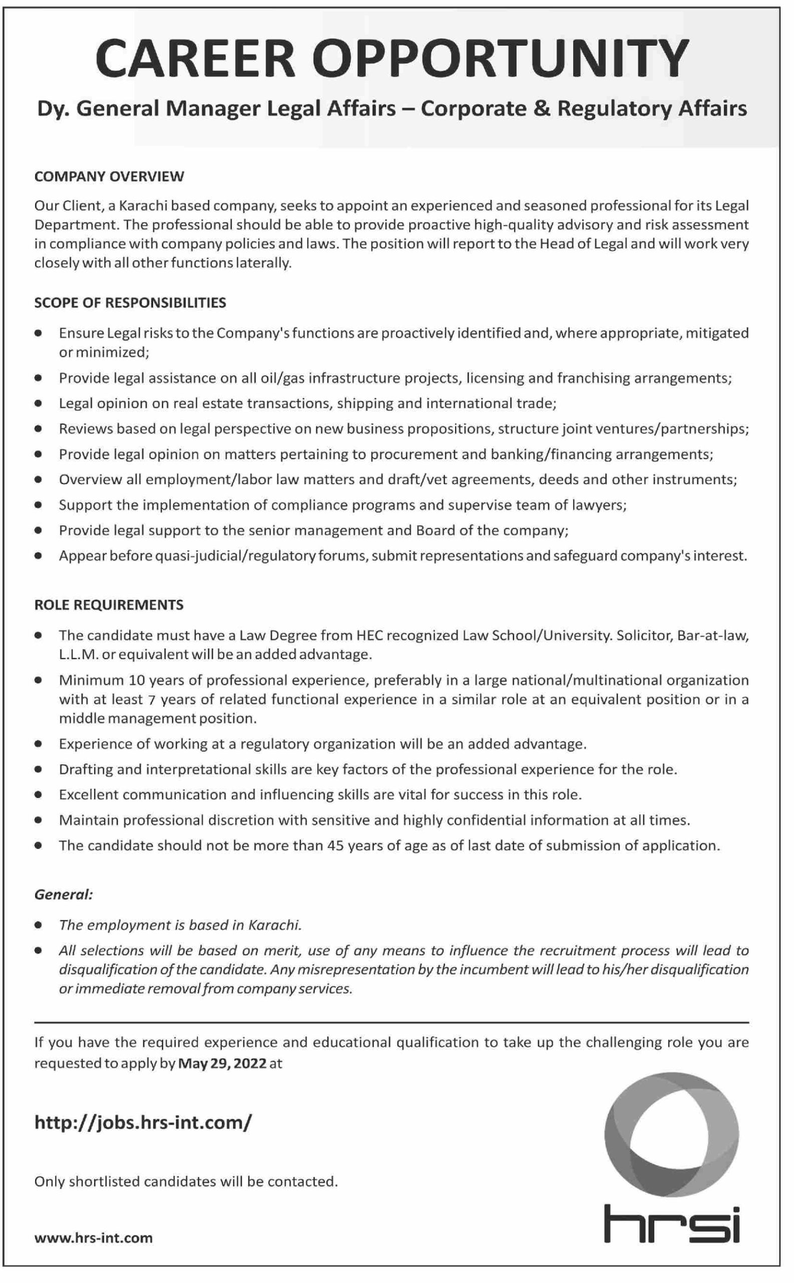 HRSI Group Jobs May 2022
