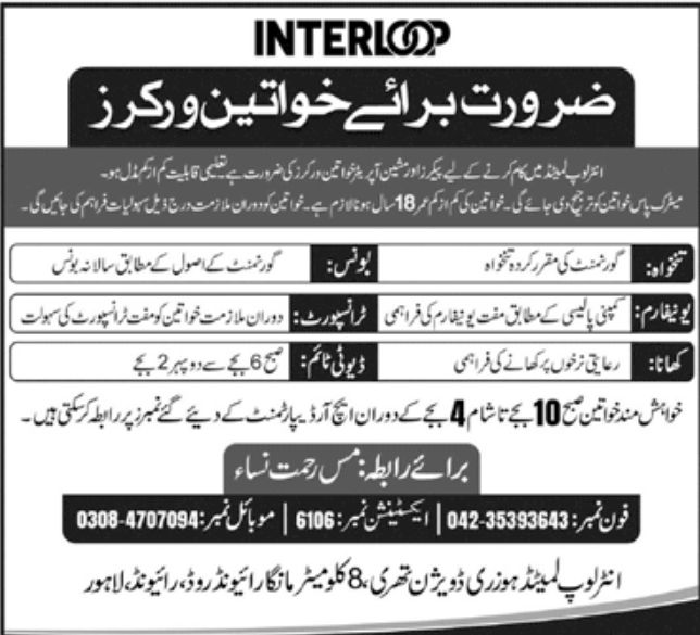 Interloop Jobs May 2022