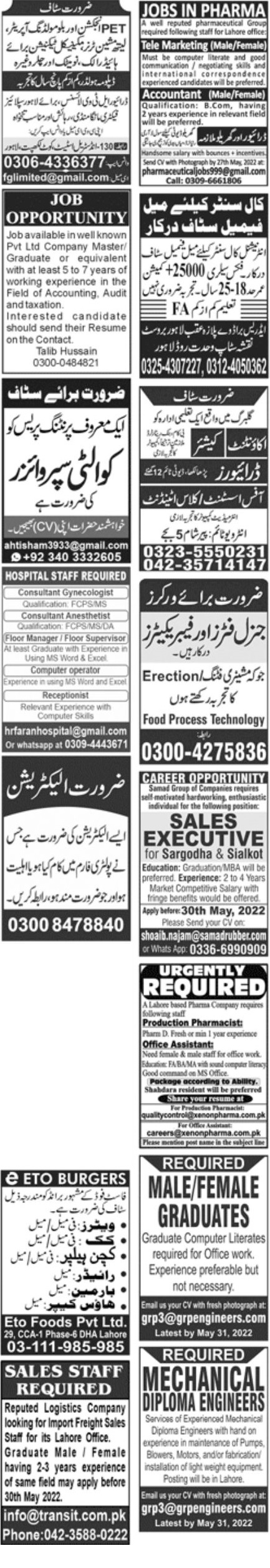 Jang Newspaper Jobs 23 May 2022