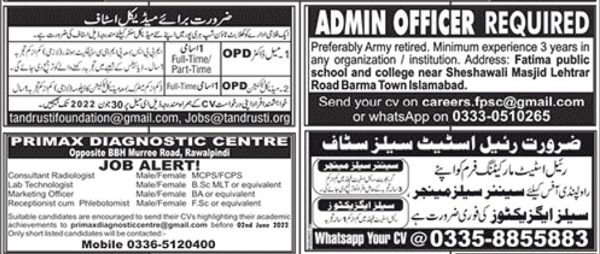 Jang Newspaper Paperpk Jobs 29 May 2022