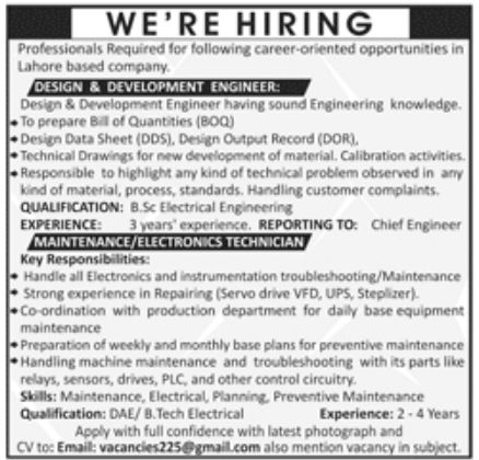 Lahore Based Company Jobs May 2022