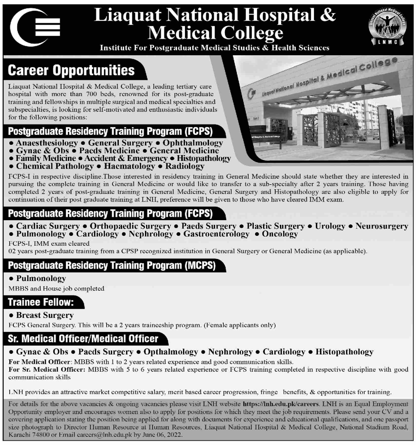Liaquat National Hospital & Medical College Jobs May 2022
