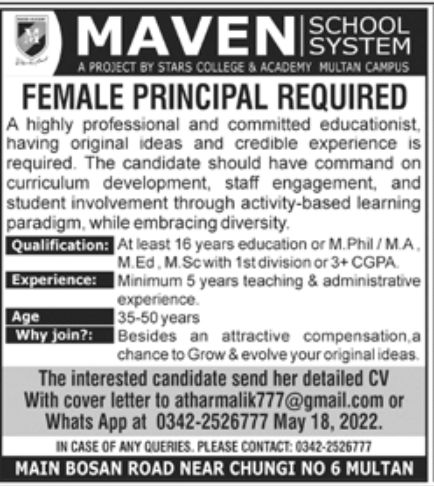 MAVEN School System Jobs May 2022