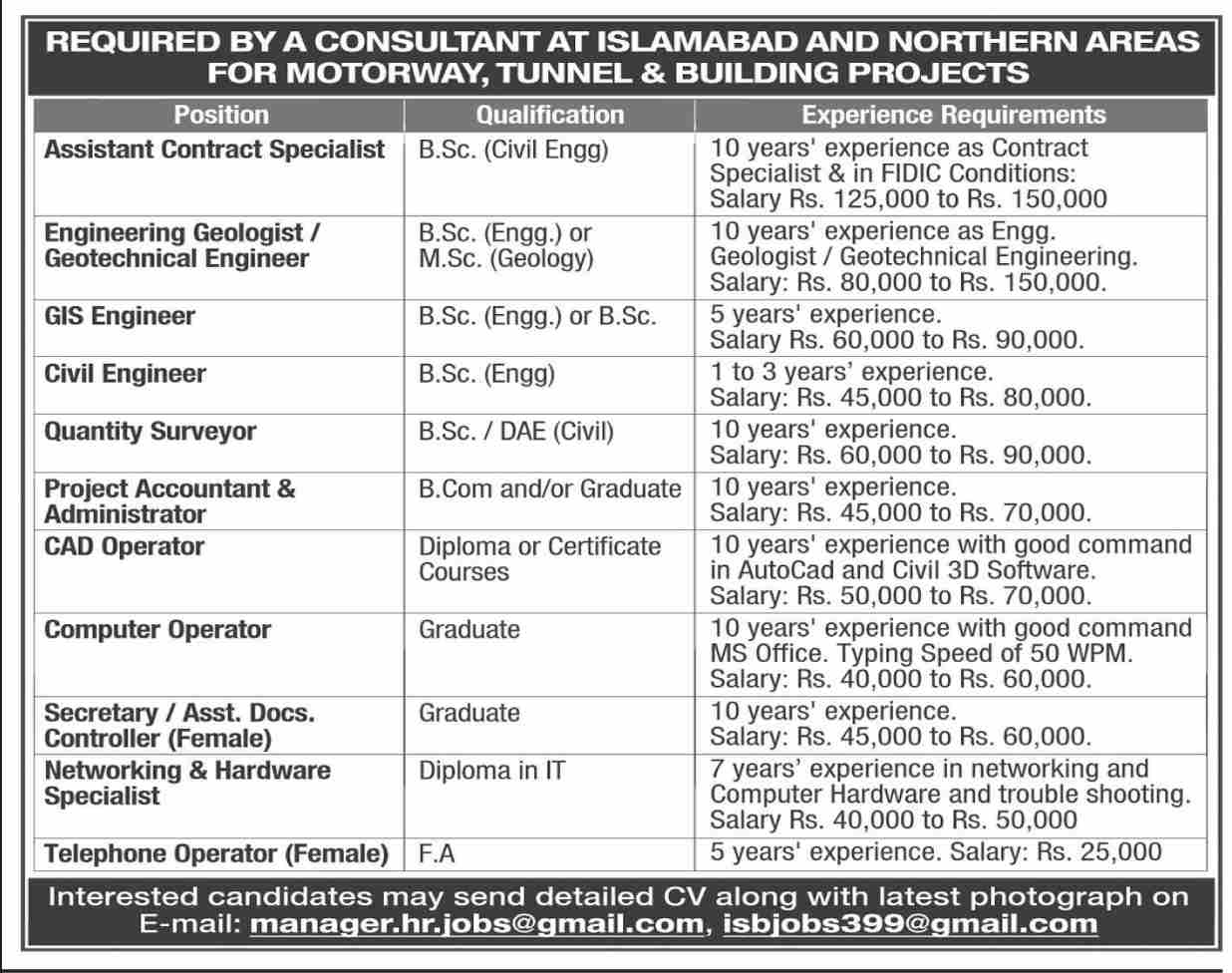 Motorway Tunnel & Building Projects Jobs May 2022