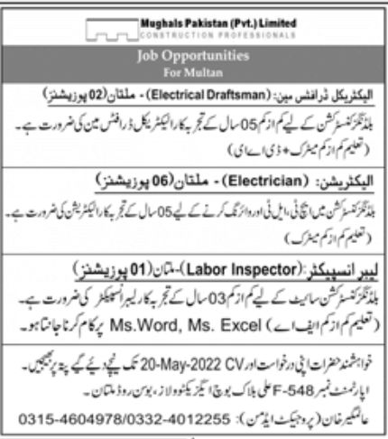 Mughals Pakistan Pvt Limited Jobs May 2022
