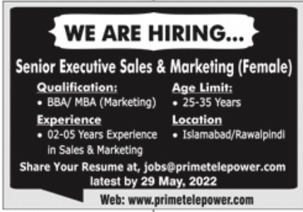 Prime tele Power Jobs May 2022