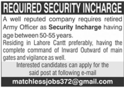 Reputed Company Lahore Jobs May 2022