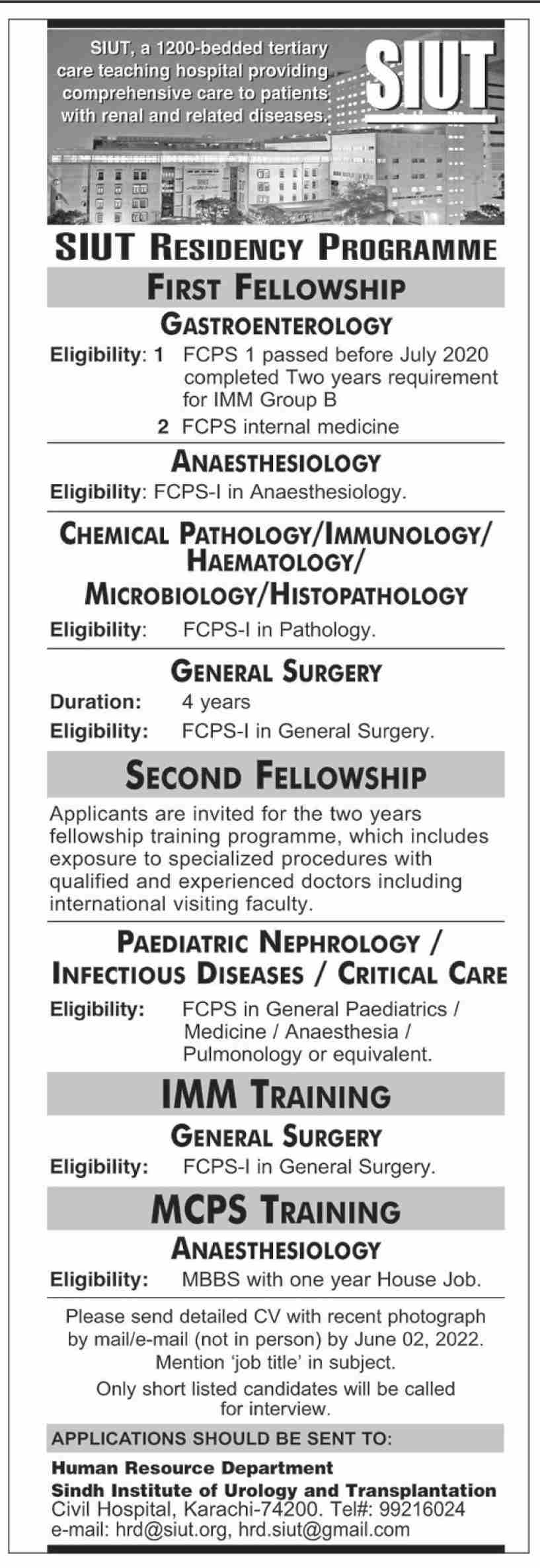 SIUT Jobs May 2022