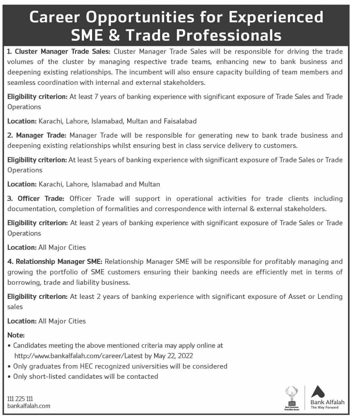 SME & Trade Professionals Jobs May 2022