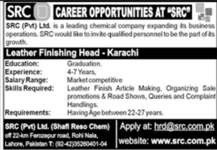 SRC Pvt Ltd Jobs May 2022