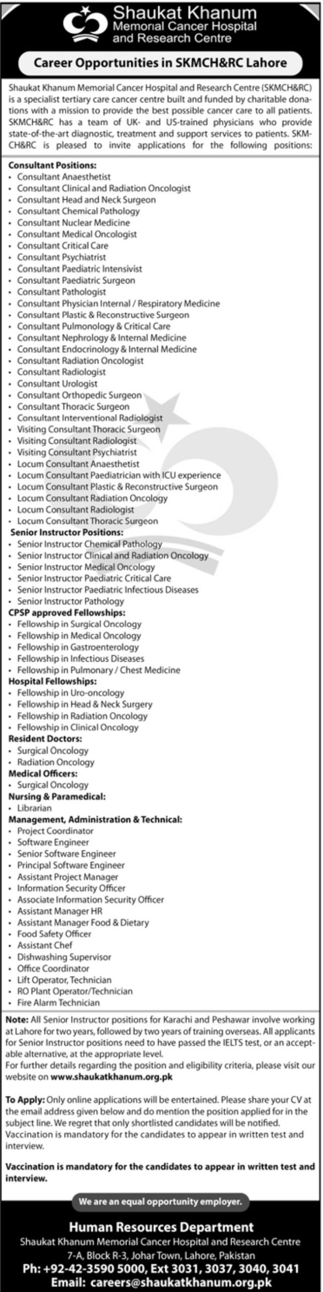 Shaukat Khanum Hospital Jobs May 2022