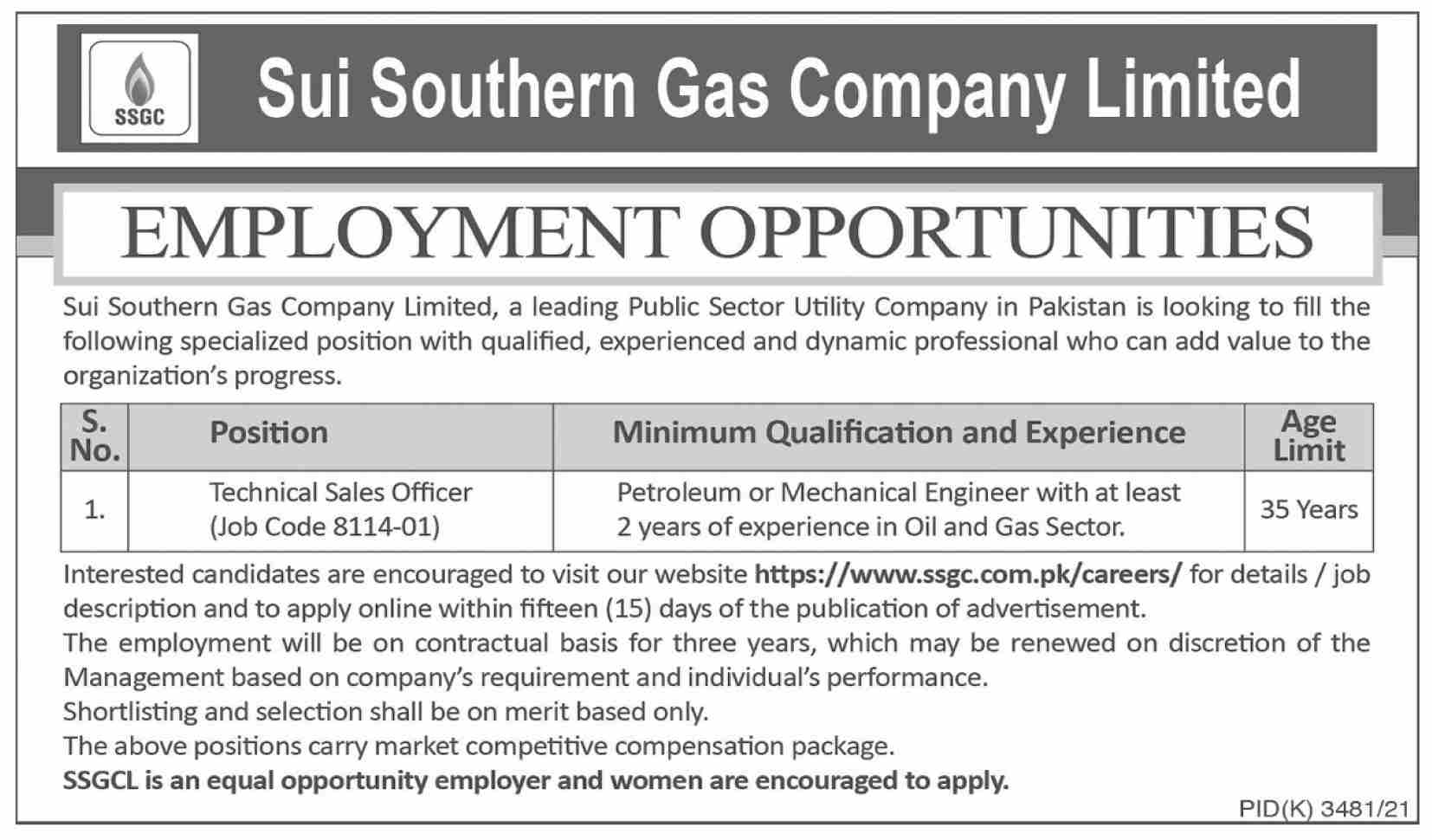 Sui Southern Gas Company Limited SSGC Jobs May 2022