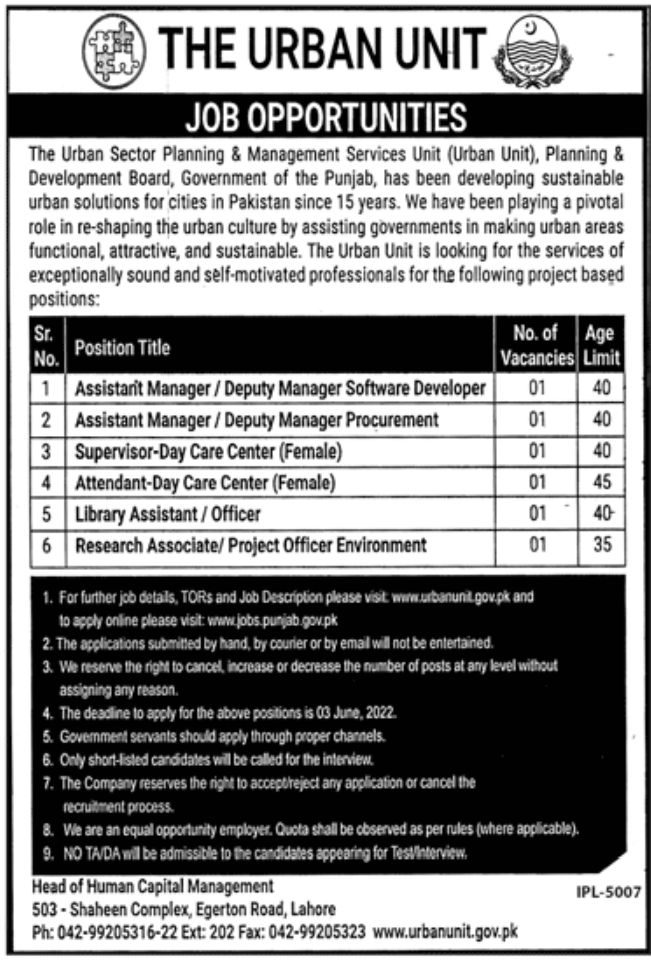 The Urban Unit Jobs May 2022