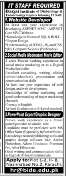Baqai Institute Jobs June 2022