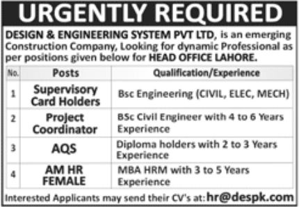 Design & Engineering System Pvt Ltd Jobs June 2022