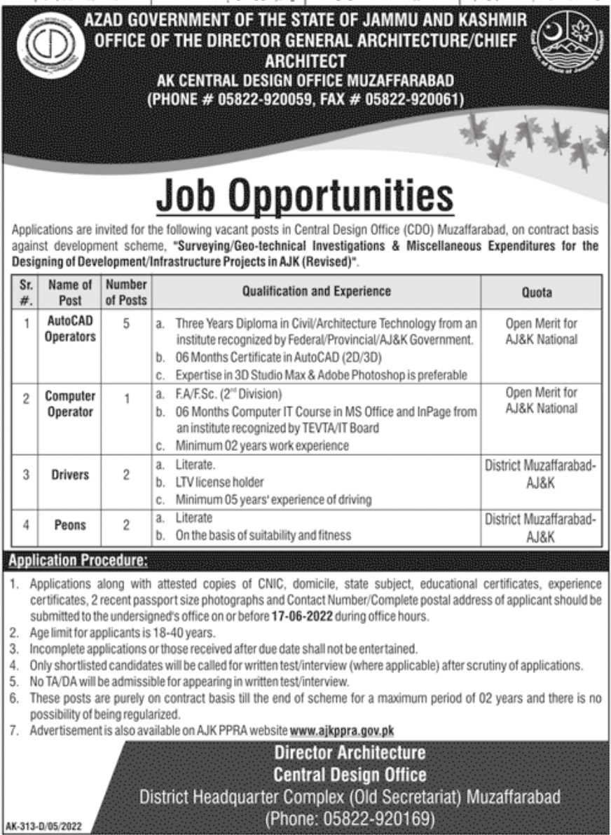 District Headquarter Complex Muzaffarabad Jobs June 2022