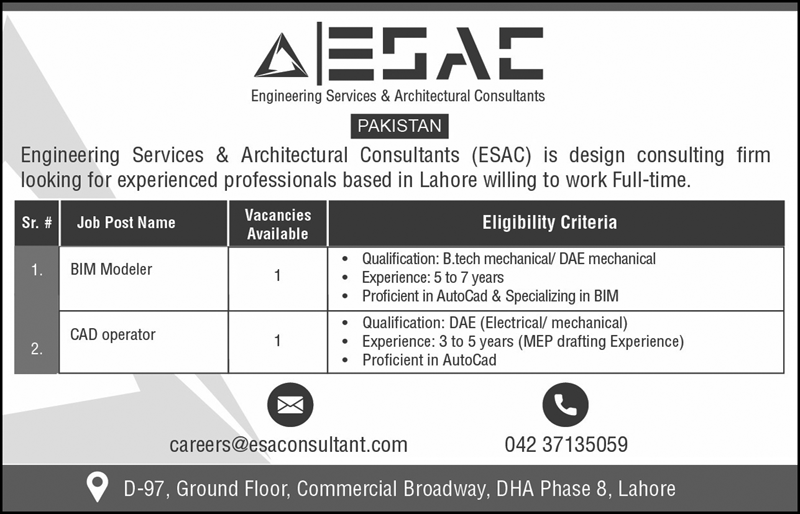 Engineering Services & Architectural Consultants ESAC Jobs June 2022