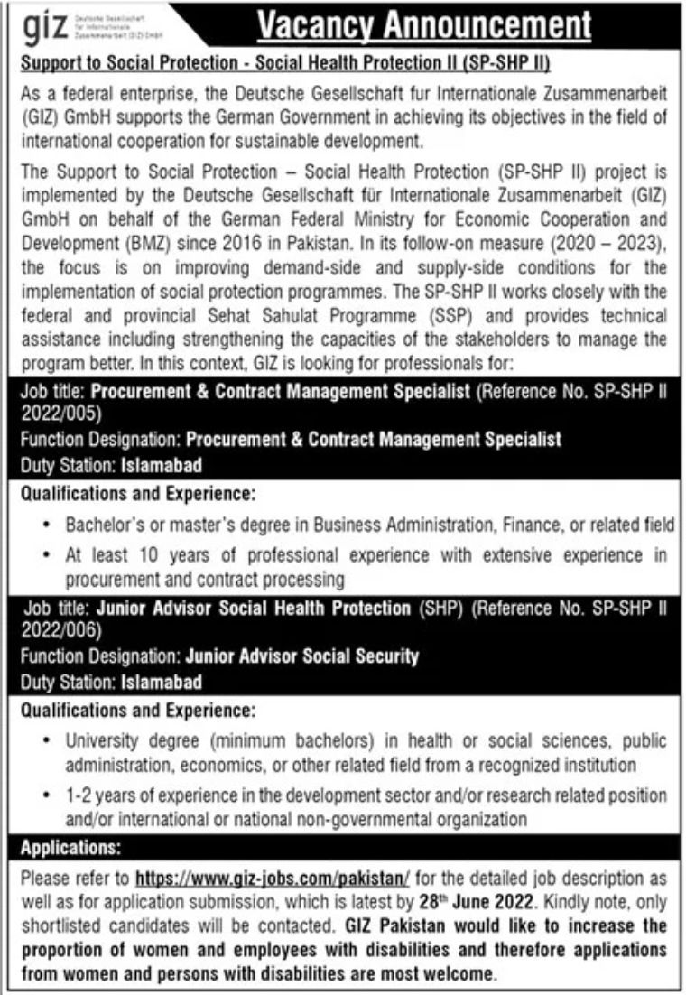 GIZ Jobs June 2022