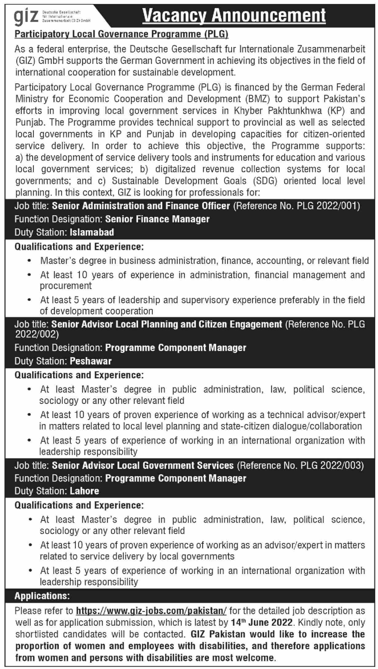 GIZ Jobs June 2022