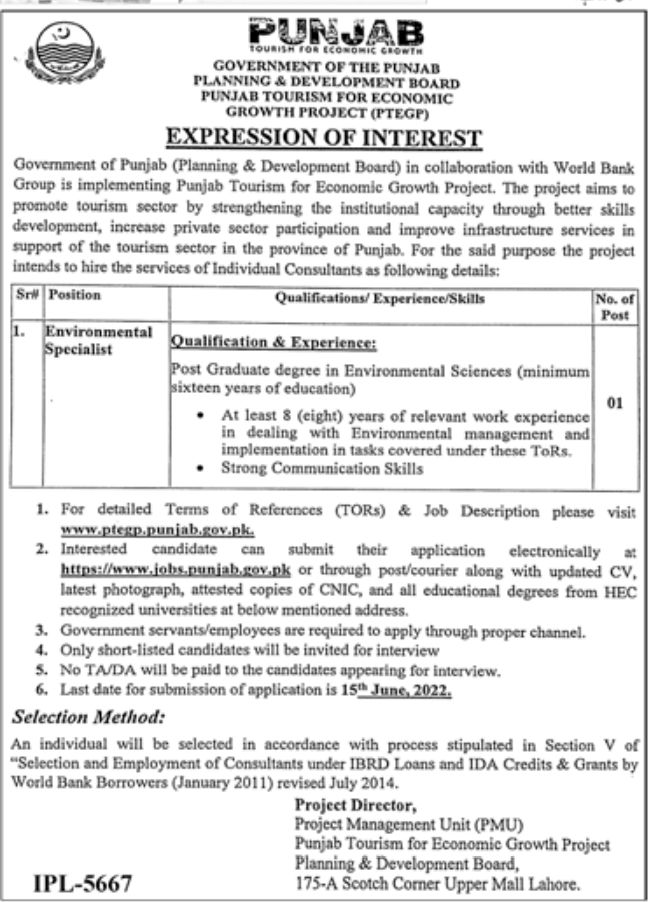 Government of the Punjab Planning & Development Board Jobs June 2022