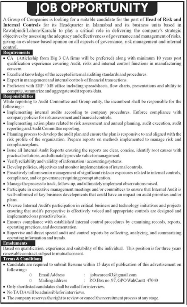 Group of Companies Jobs June 2022