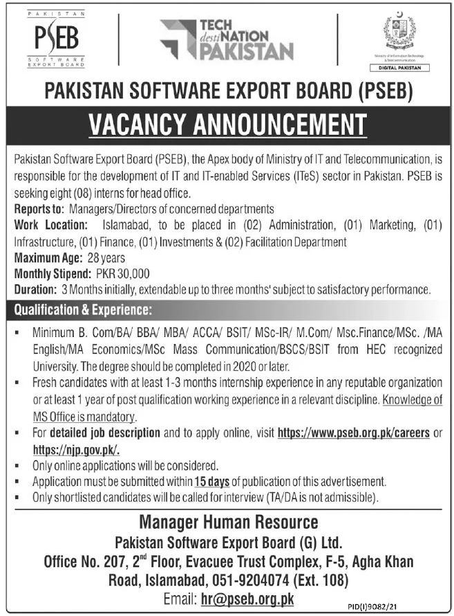 Pakistan Software Export Board PSEB Jobs June 2022