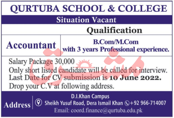 Qurtuba School & College Jobs June 2022