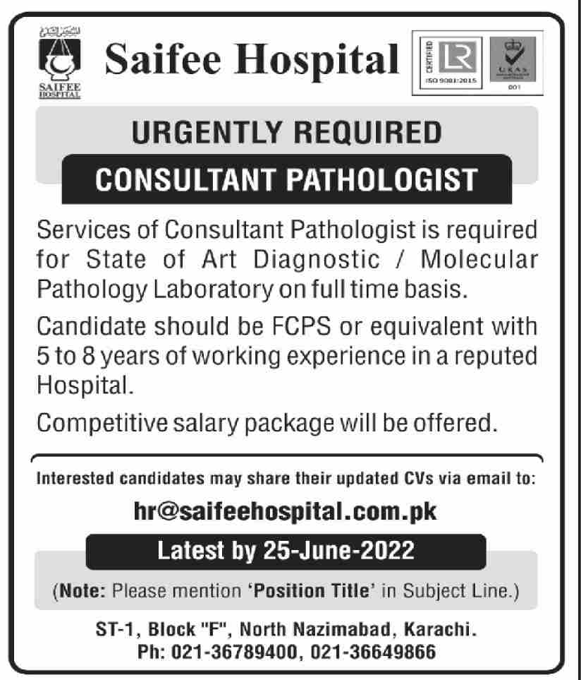 Saifee Hospital Jobs June 2022