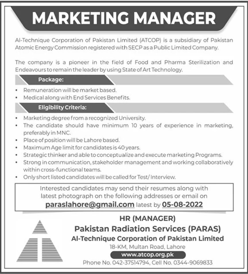 Al-Technique Corporation of Pakistan Limited Jobs July 2022