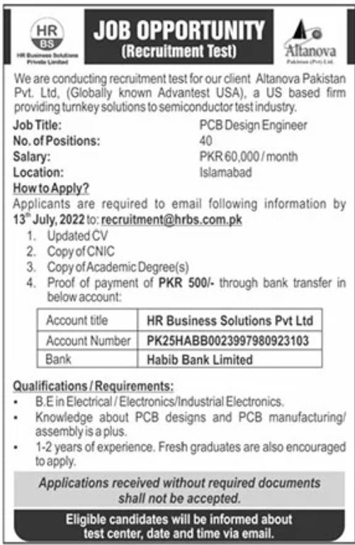 Altanova Pakistan Pvt Ltd Jobs July 2022