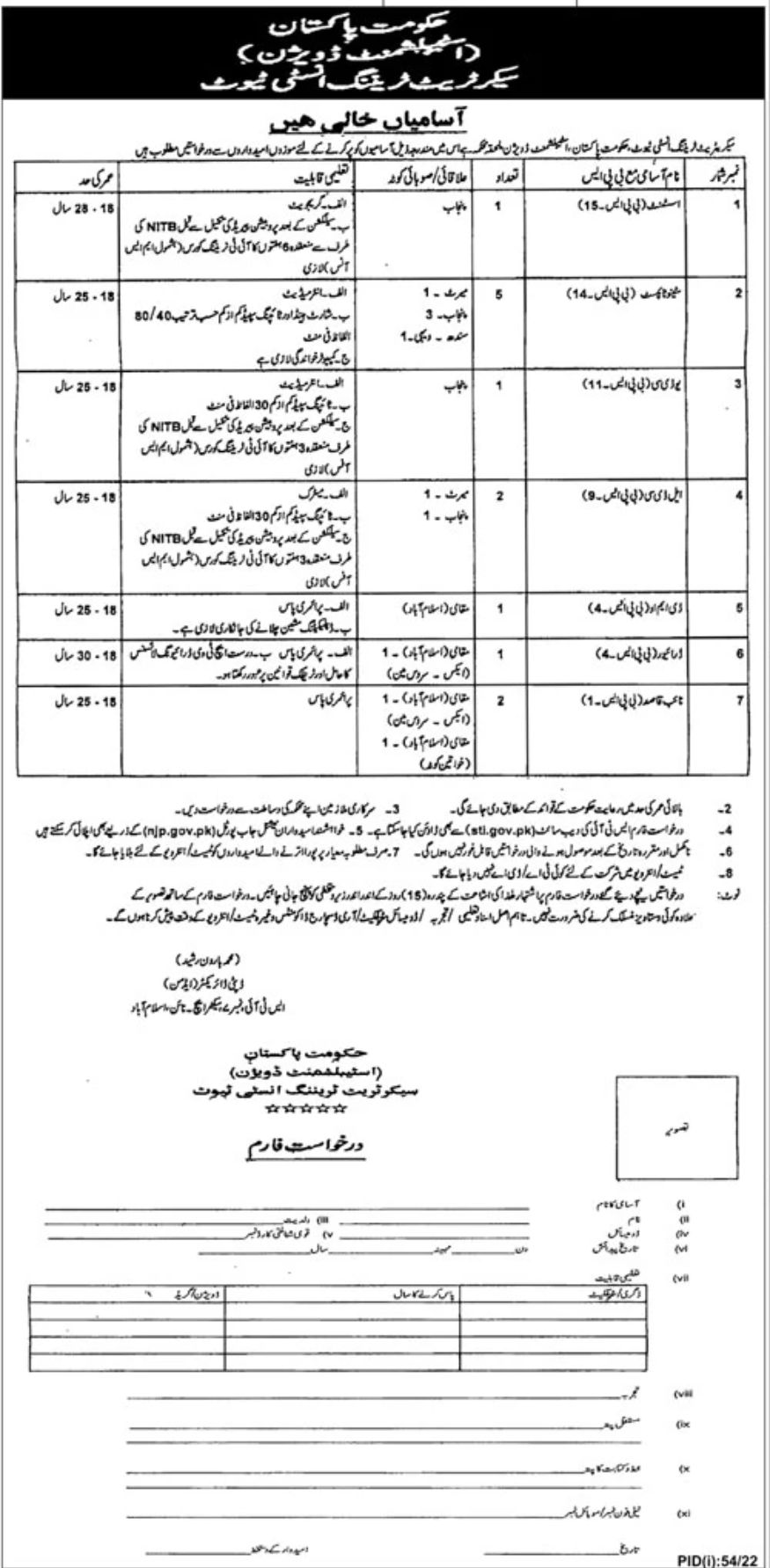 Establishment Division Jobs July 2022