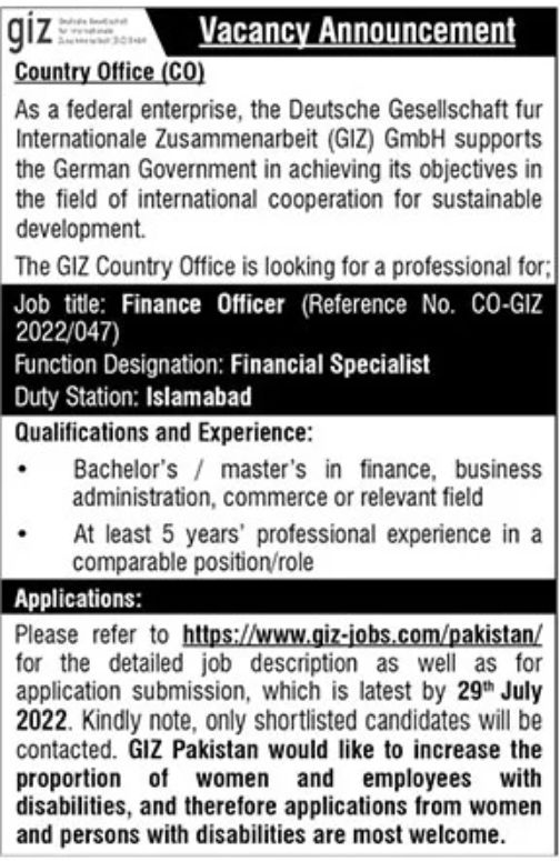 GIZ Jobs July 2022