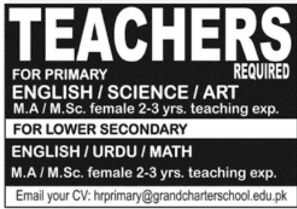 Grand Charters School Jobs July 2022