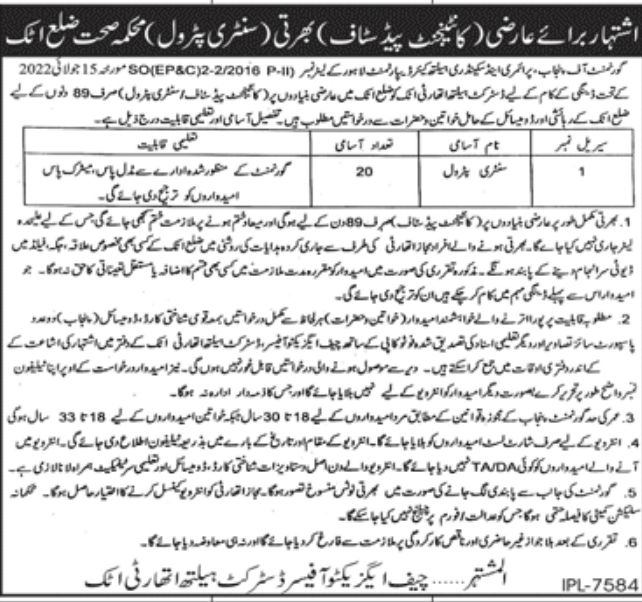 Health Department Attock Jobs July 2022