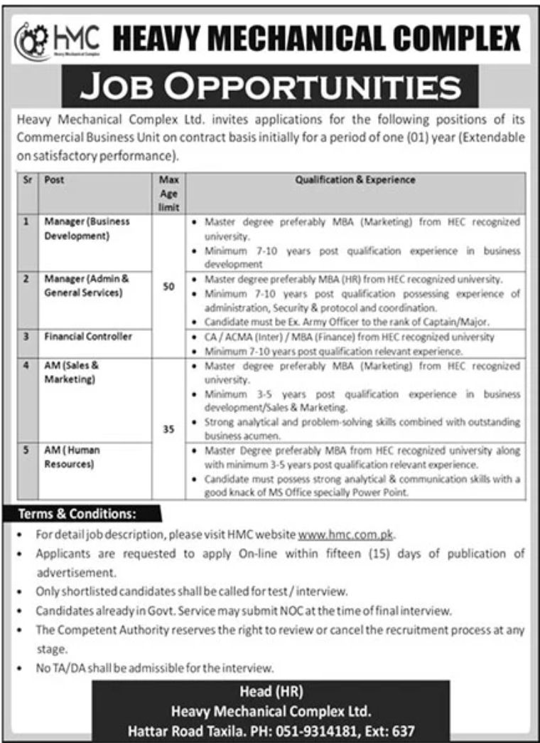 Heavy Mechanical Complex HMC Jobs July 2022