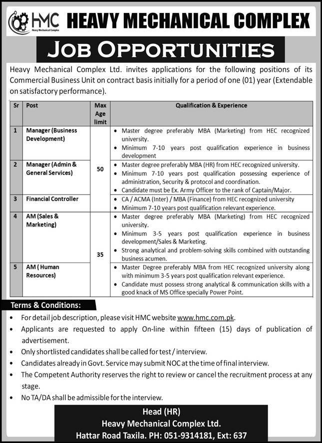 Heavy Mechanical Complex HMC Jobs July 2022