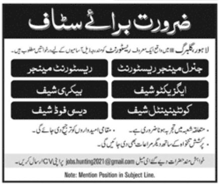 Lahore Gulburg Jobs July 2022