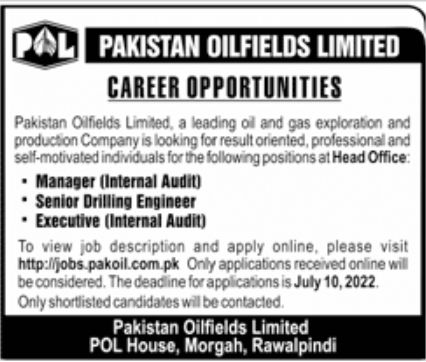 Pakistan Oilfields Limited POL Jobs July 2022