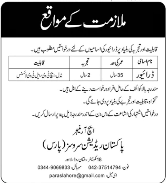Pakistan Radiation Services Jobs July 2022