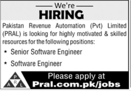 Pakistan Revenue Automation Pvt Limited Jobs July 2022