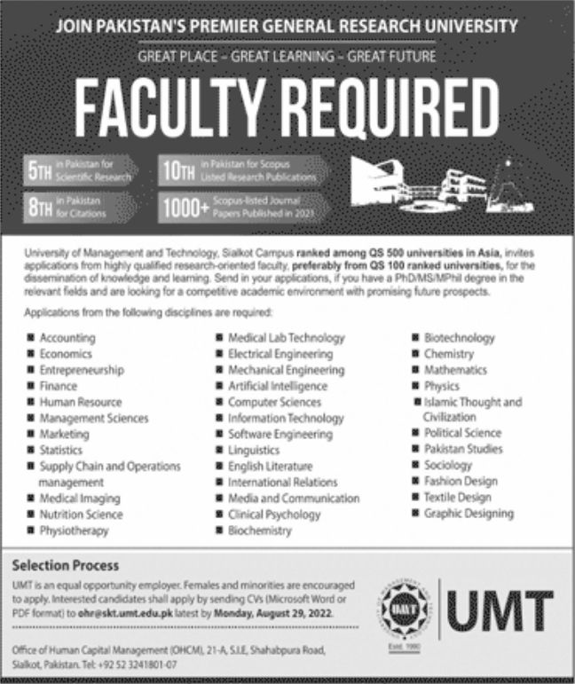 Pakistan's Premier General Research University Jobs July 2022