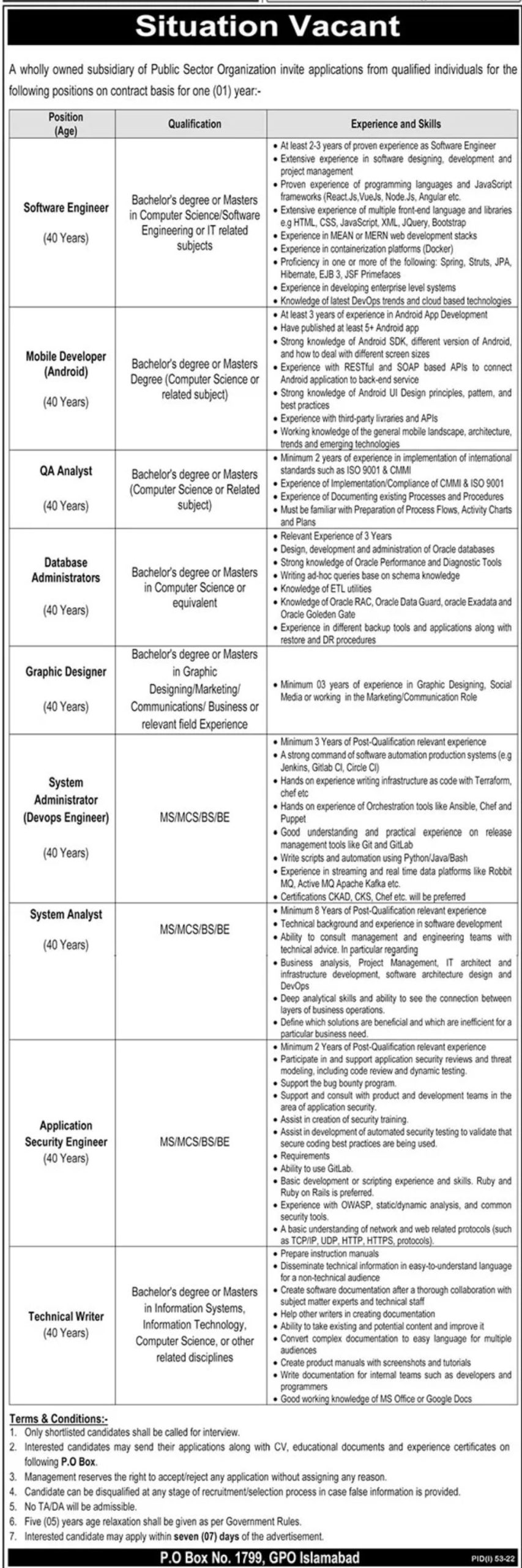 Public Sector Organization Jobs July 2022