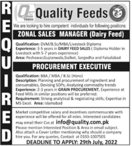 Quality Feeds Jobs July 2022