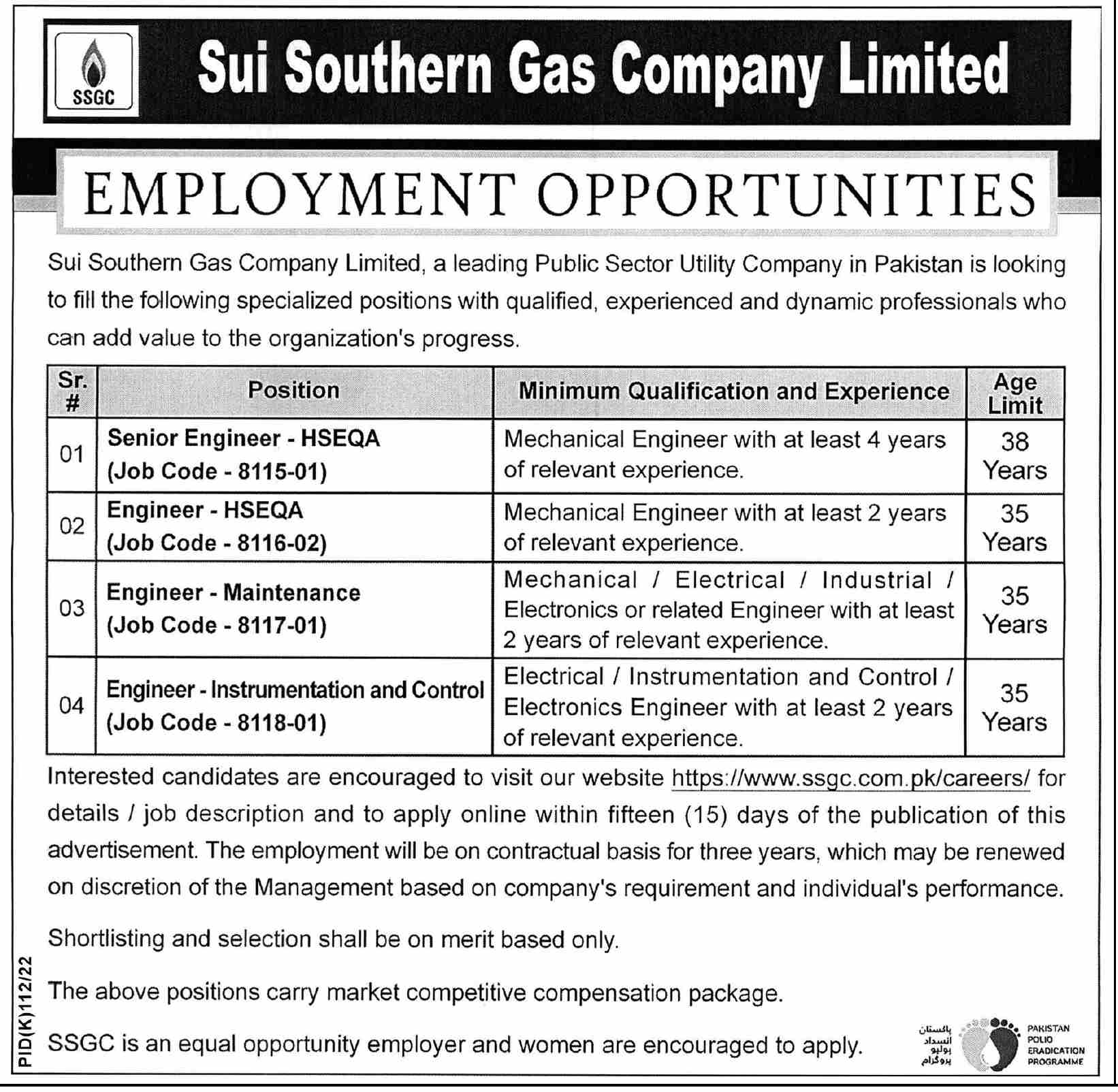 Sui Southern Gas Company Limited SSGC Jobs July 2022