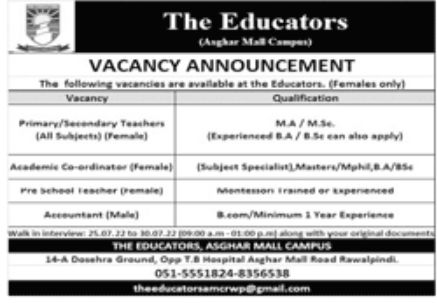 The Educators Jobs July 2022