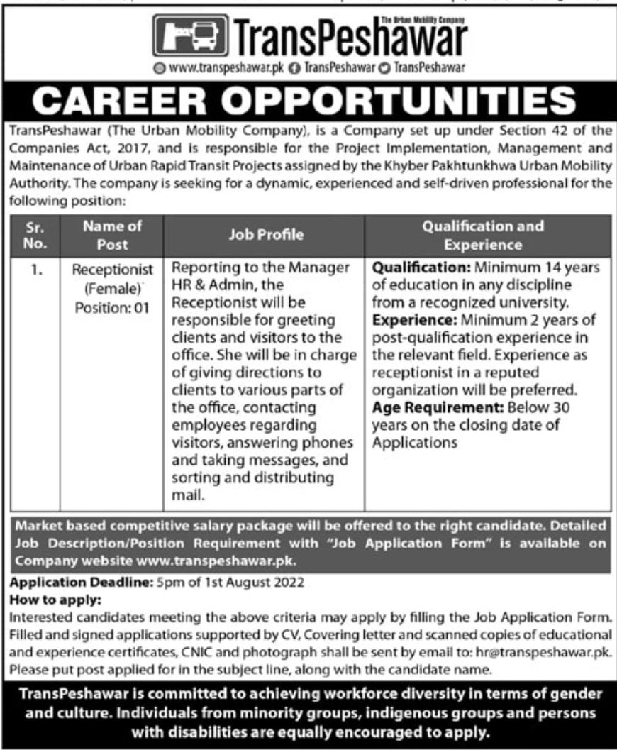 TransPeshawar Jobs July 2022