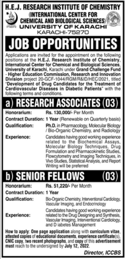 University of Karachi Jobs July 2022