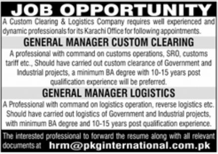 Custom Clearing & Logistics Company Jobs August 2022