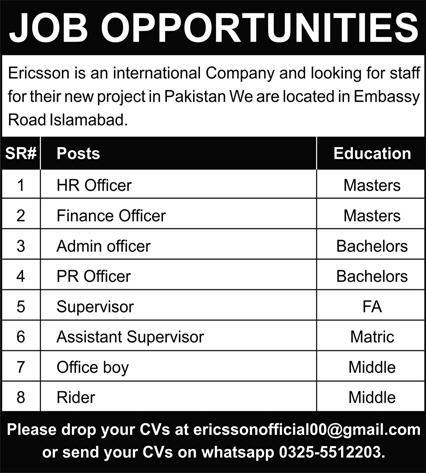 Ericsson International Company Jobs August 2022